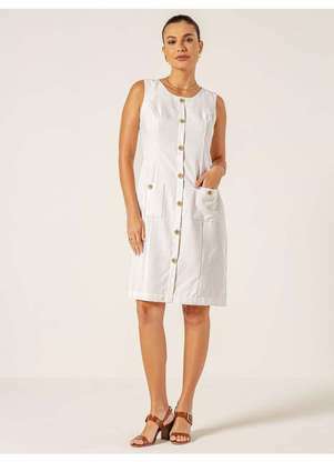 Principessa - Vestido Clássico em Viscose Fluid com Linho Off White Judy - PRINCIPESSA