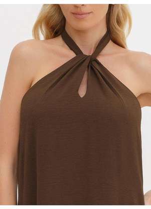 Principessa - Vestido Frente Única Longo em Crepe Marrom Patrizia - PRINCIPESSA