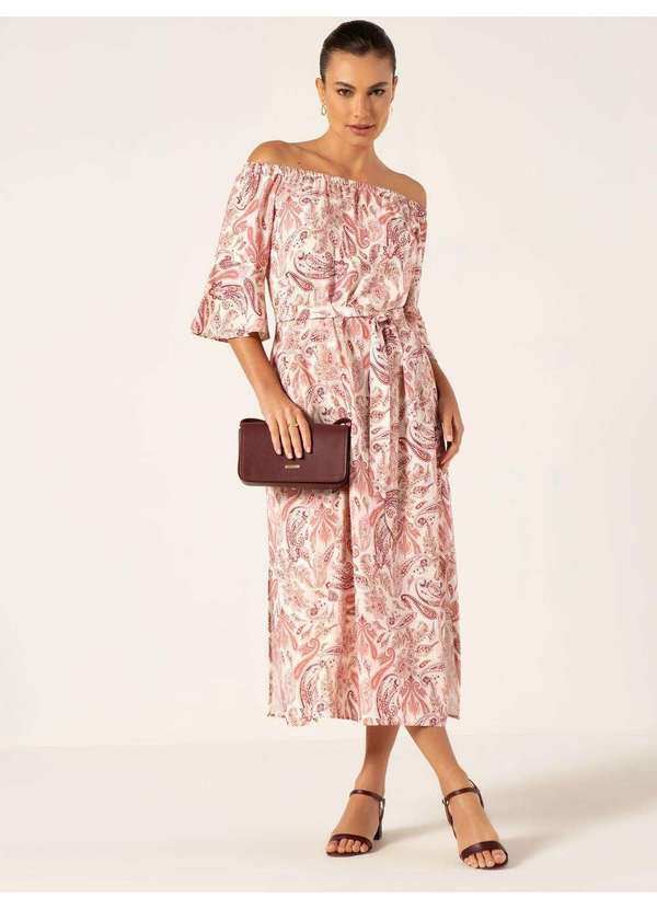 Principessa - Vestido Longuete Estampada Paisley Kate Rosa
