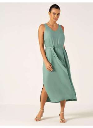 Principessa - Vestido Longuete de Viscose Verde Sálvia Dagmar - PRINCIPESSA