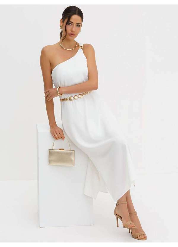 Principessa - Vestido Ombro Só Maxi Longuete Off White Nailde