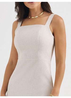 Principessa - Vestido Tubinho Clássico com Alças de Linho Natural Berenice - PRINCIPESSA