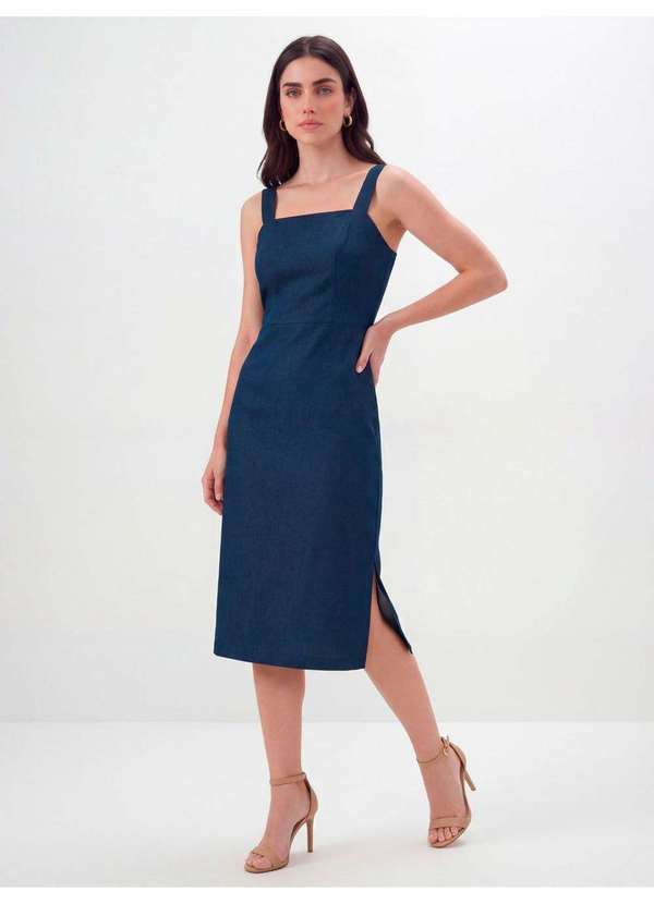 Principessa - Vestido Tubinho Clássico com Alças Berenice Azul