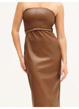 Principessa - Vestido Tubinho de Pu Longuete Camel Yolanda - PRINCIPESSA