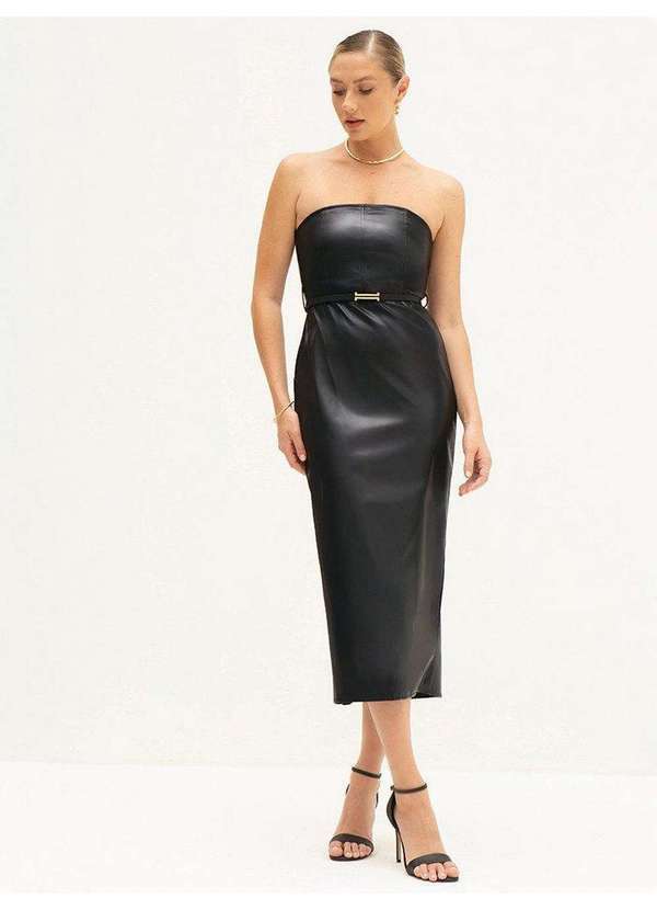 Principessa - Vestido Tubinho de Pu Maxi Longuete Preto Yolanda