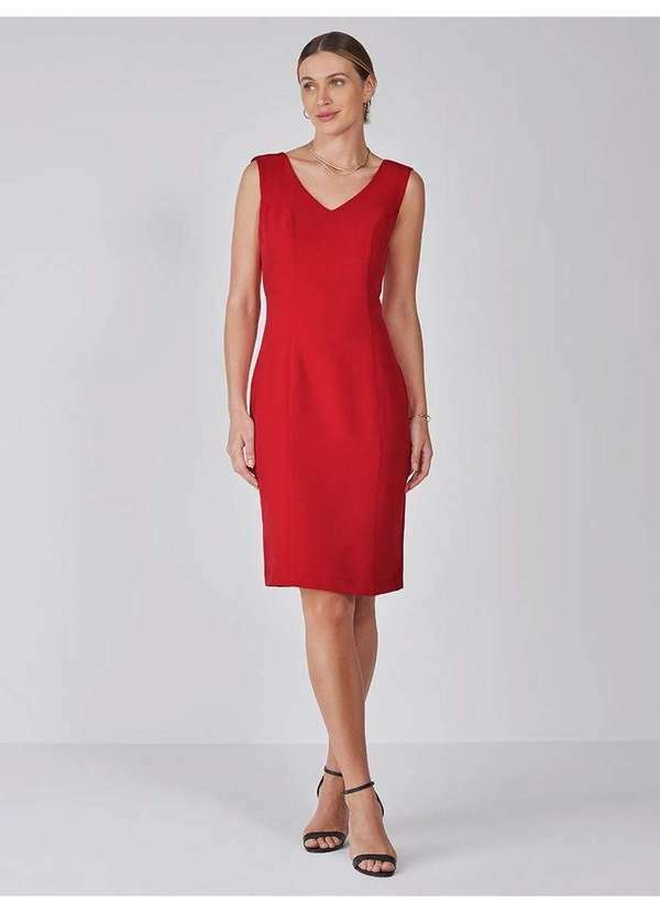 Principessa - Vestido Tubinho de Alfaiataria Premium Vermelho-Tinto Aveda