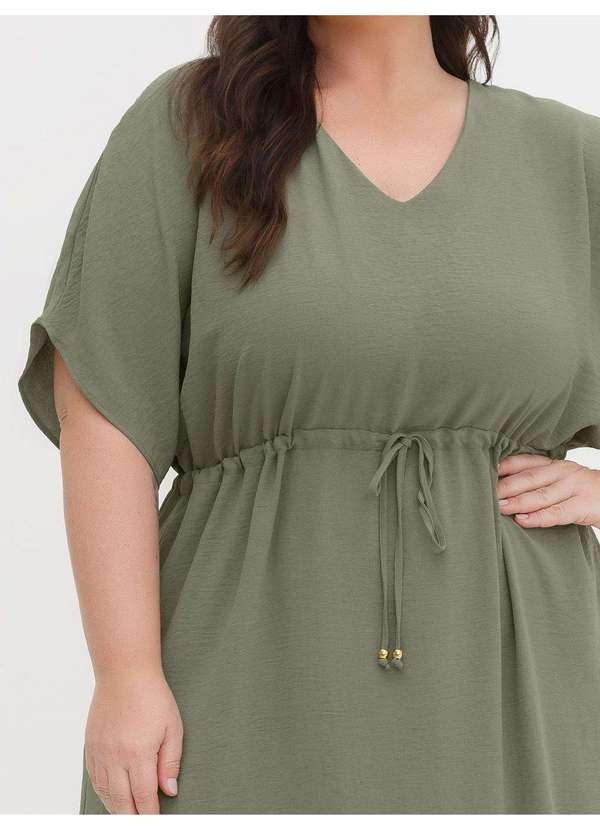 Principessa - Kaftan Maxi Longuete em Crepe Verde Oliva Jasmina 2