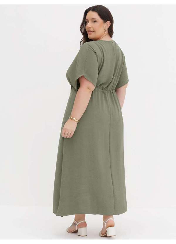Principessa - Kaftan Maxi Longuete em Crepe Verde Oliva Jasmina 3