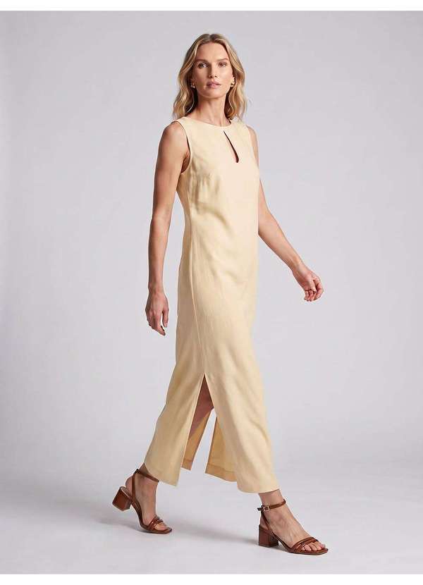 Principessa - Vestido Alfaiataria Longuete Amarelo Manteiga Clarie