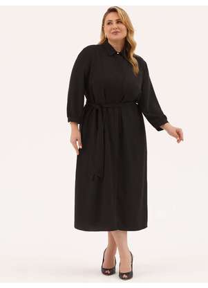 Principessa - Vestido Clássico Manga 7/8 em Alfaiataria Preto Nadi - PRINCIPESSA