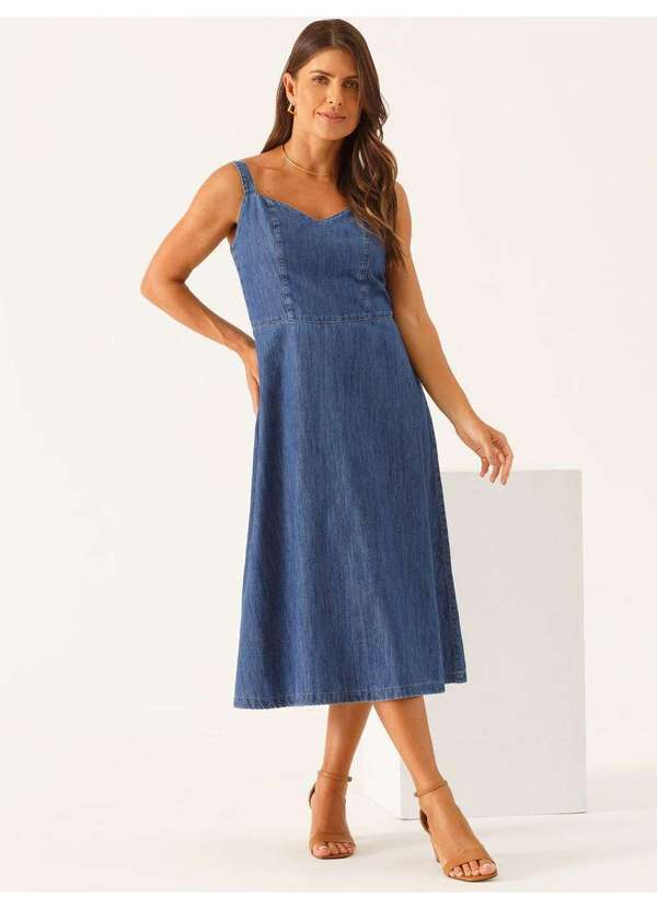 Principessa - Vestido Jeans Longuete Azul Medio Valerie 1