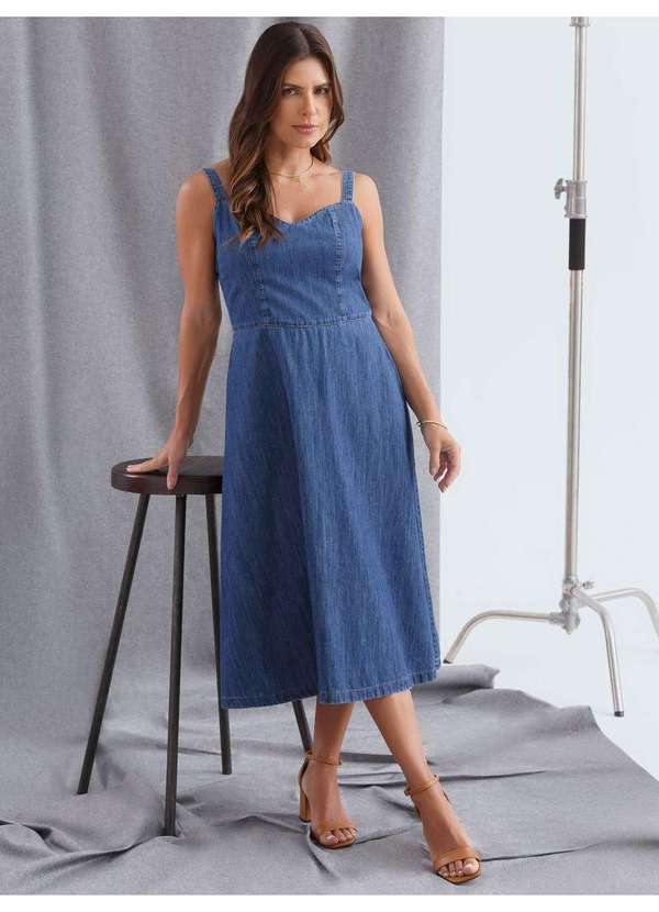 Principessa - Vestido Jeans Longuete Azul Medio Valerie 4
