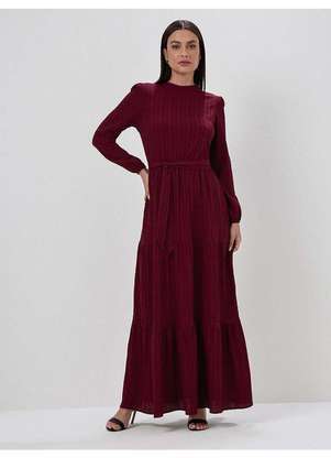 Principessa - Vestido Longo com Babados Bordô Tanissia - PRINCIPESSA