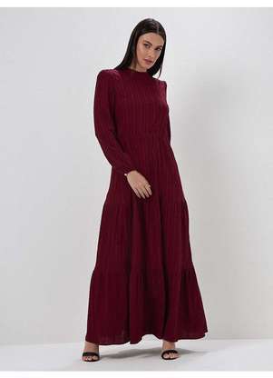 Principessa - Vestido Longo com Babados Bordô Tanissia - PRINCIPESSA