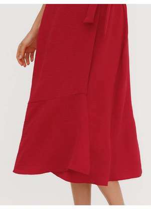 Principessa - Vestido Longuete Manga Curta Plus Size Vermelho Ivanira - PRINCIPESSA