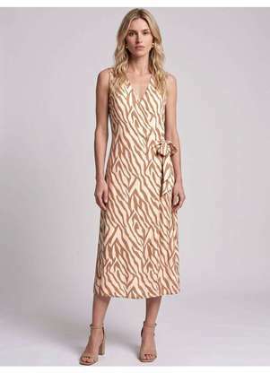 Principessa - Vestido Longuete Transpassado Estampa Savana Isadelle - PRINCIPESSA