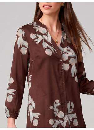 Principessa - Vestido Manga 7/8 Longuete em Crepe Estampado Floral Lisi - PRINCIPESSA