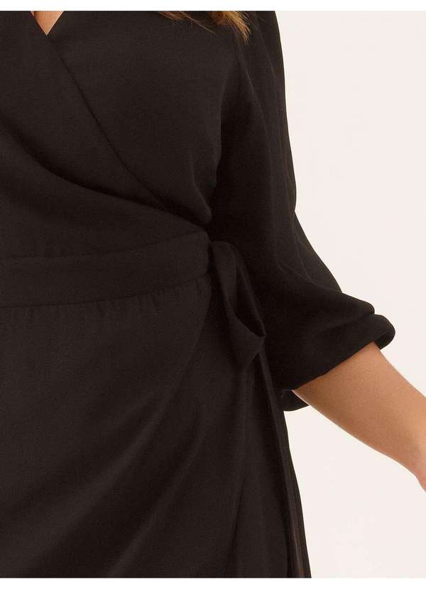 Principessa - Vestido Manga 7/8 Midi em Crepe Preto Coralie 3