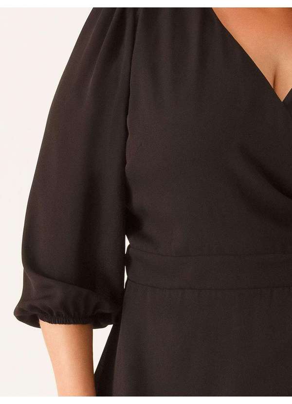 Principessa - Vestido Manga 7/8 Midi em Crepe Preto Coralie 4