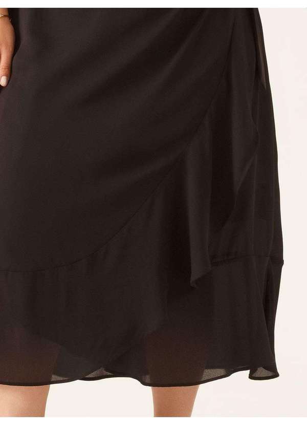 Principessa - Vestido Manga 7/8 Midi em Crepe Preto Coralie 5