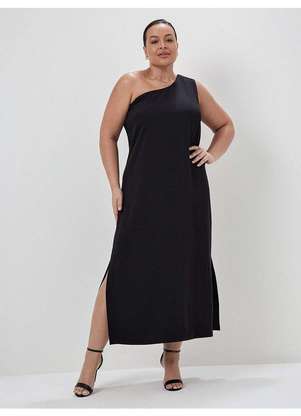 Principessa - Vestido Maxi Longuete de Alfaiataria Plus Size Preto Eleonora - PRINCIPESSA