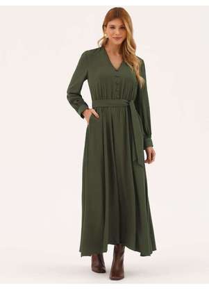 Principessa - Vestido Maxi Longuete em Viscose Verde Musgo May - PRINCIPESSA