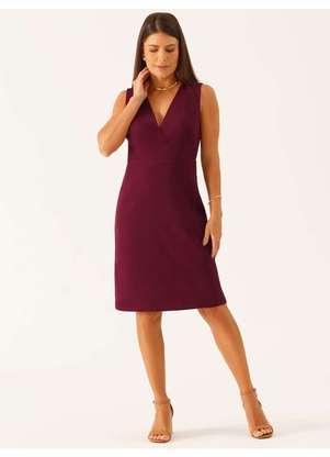 Principessa - Vestido sem Manga Clássico em Alfaiataria Vinho Elisama - PRINCIPESSA