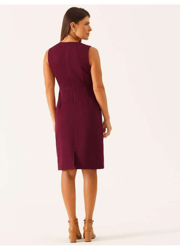 Principessa - Vestido sem Manga Clássico em Alfaiataria Vinho Elisama 6