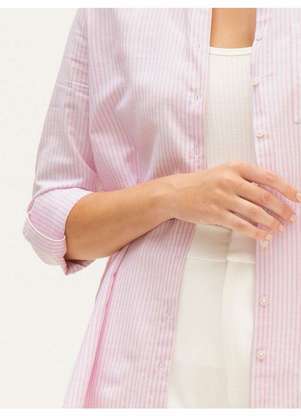 Principessa - Camisa Oversized Listrada Jaqueline Rosa Claro - PRINCIPESSA