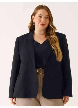 Principessa - Blazer Botão Único Plus Size Preto Chantal - PRINCIPESSA