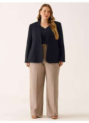 Principessa - Blazer Botão Único Plus Size Preto Chantal - PRINCIPESSA