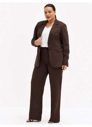Principessa - Blazer de Alfaiataria Intermediário Plus Size Marrom Ysaura - PRINCIPESSA