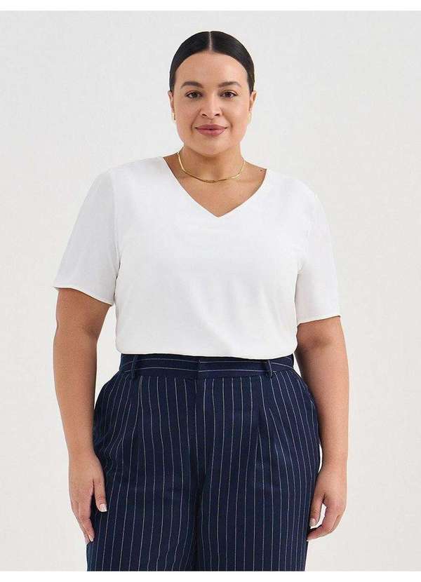 Principessa - Blusa de Manga Curta Plus Size Off White Idra