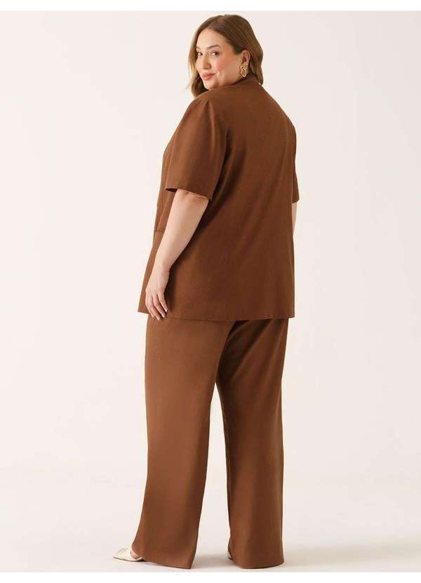 Principessa - Blazer Manga Curta Alfaiataria em Linho Marrom Tallia 6