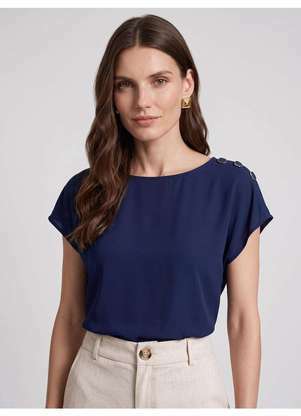 Principessa - Blusa com Decote Canoa Azul Marinho Britney - PRINCIPESSA