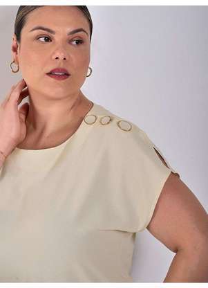 Principessa - Blusa com Decote Canoa Plus Size Mocha Mousse Niceia - PRINCIPESSA