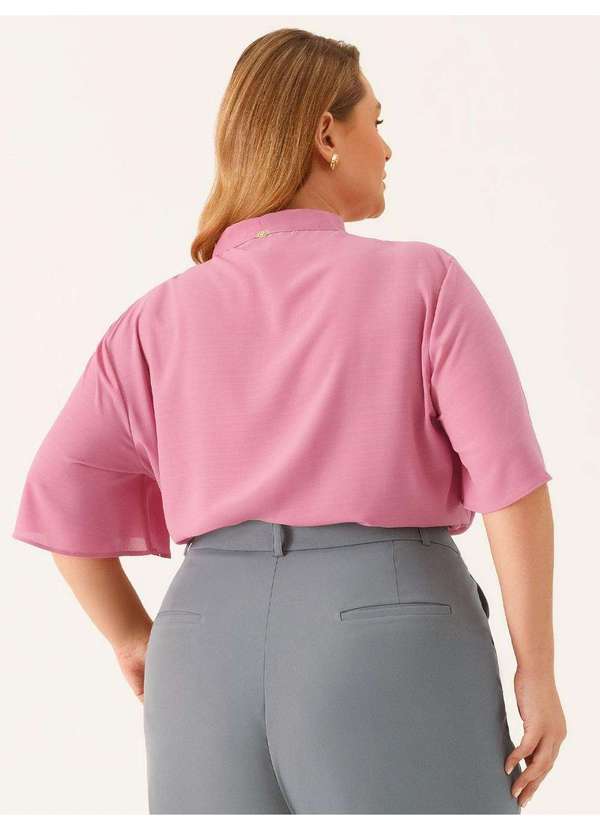 Principessa - Blusa Decote V em Chiffon Rosa Bete 7