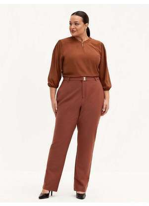 Principessa - Blusa Manga 7/8 em Crepe Plus Size Marrom Ferrugem Mika - PRINCIPESSA