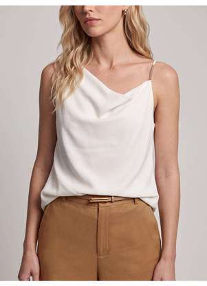 Principessa - Regata em Viscose com Decote Degagê Off-White Carolaine - PRINCIPESSA