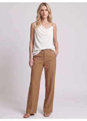 Principessa - Regata em Viscose com Decote Degagê Off-White Carolaine - PRINCIPESSA