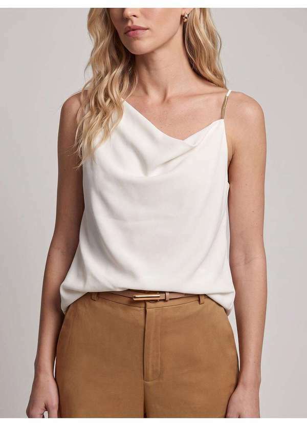 Principessa - Regata em Viscose com Decote Degagê Off-White Carolaine