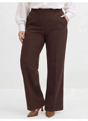 Principessa - Calça Wide Leg de Alfaiataria Plus Size Marrom Cibele - PRINCIPESSA