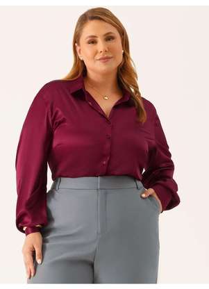 Principessa - Camisa Manga Longa Super Comfy em Cetim Vinho Benedita - PRINCIPESSA