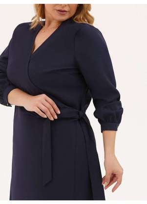 Principessa - Vestido Classico Transpassado em Viscose Plus Size Marinho Rebeca - PRINCIPESSA