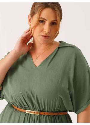 Principessa - Vestido Decote V Longuete Plus Size Verde Dolores - PRINCIPESSA
