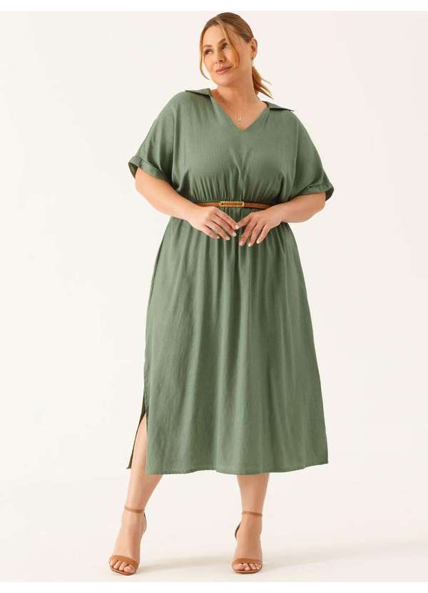 Principessa - Vestido Decote V Longuete Plus Size Verde Dolores 1