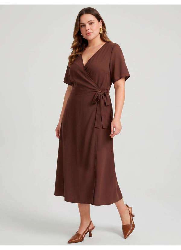 Principessa - Vestido Maxi Longuete em Viscose Marrom Lanys