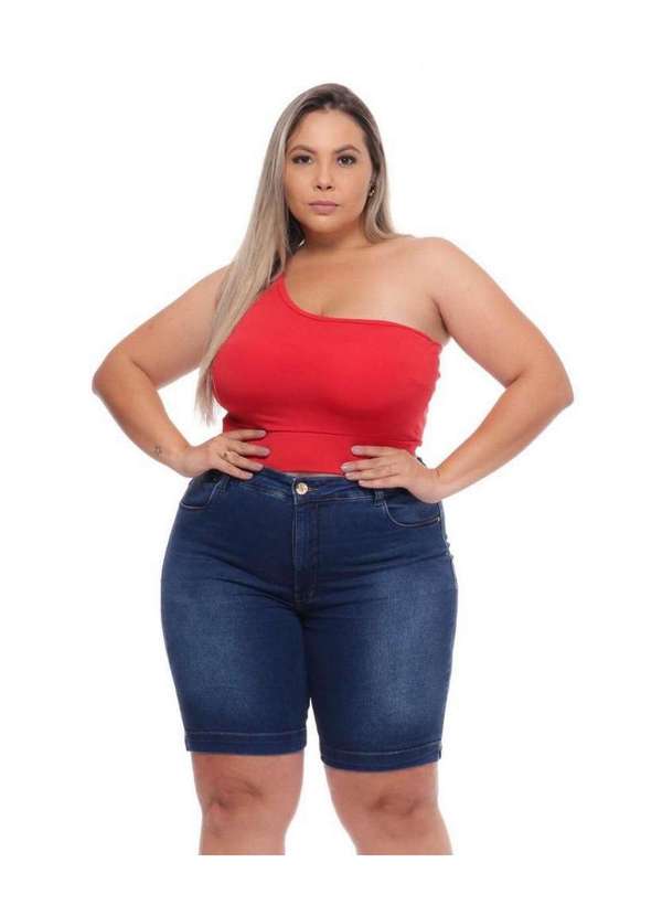 Fact Jeans - Bermuda Jeans Feminina Cós Alto 40 Ao 54 Fact Jeans 5881 Jeans