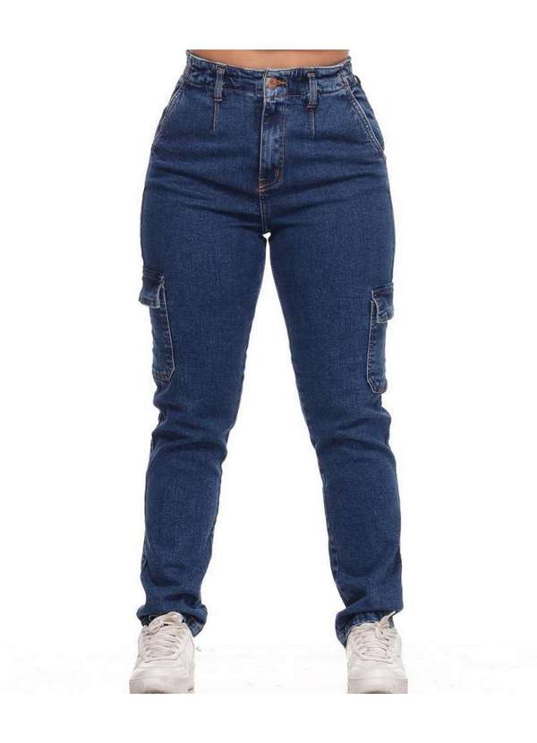 Fashion calça jeans feminina cos medio