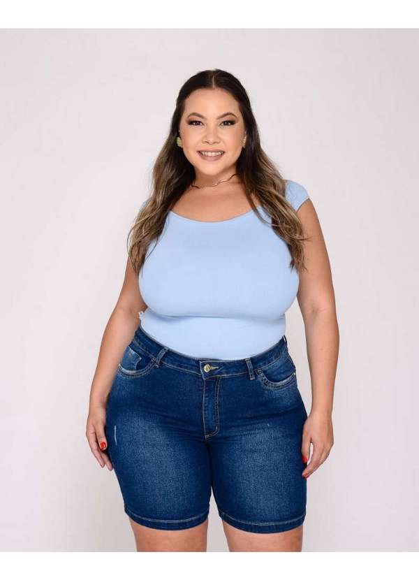 Shyros - Bermuda Jeans Feminina Mc Plus Size - 38079 Azul 4